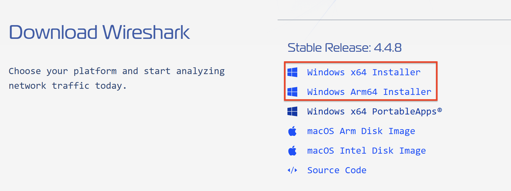 Скачивание Wireshark для Windows