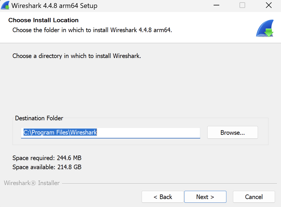 Выбор папки установки